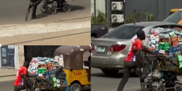 One-Legged Hero: Physically Challenged Man Defies Odds, Hawks Wares with Courage and Determination (Photos+Video)