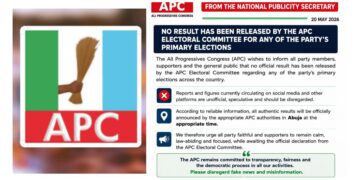 2027 Elections: APC Denies Releasing Governorship Primary Results Nationwide