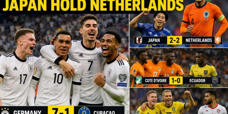 Germany Hit Seven, Japan Hold Netherlands