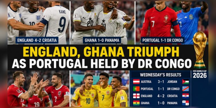 England, Ghana Triumph as Portugal Held by Dr. Congo